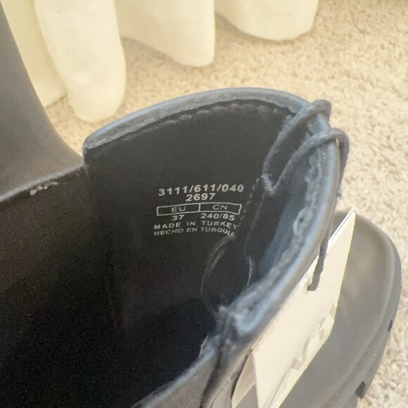 Zara Black Leather Ankle Boots Lug sole Size 37 (US 6.5-7) - Picture 5 of 6